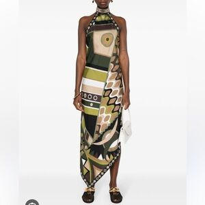 DISO *In Search Of* Emilio Pucci Vivara Halter Geometric Patterned Green Dress
